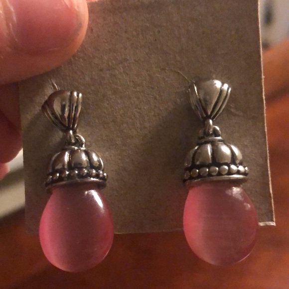 Costume Jewelry Iridescent Pink Earrings - Picture 2 of 3